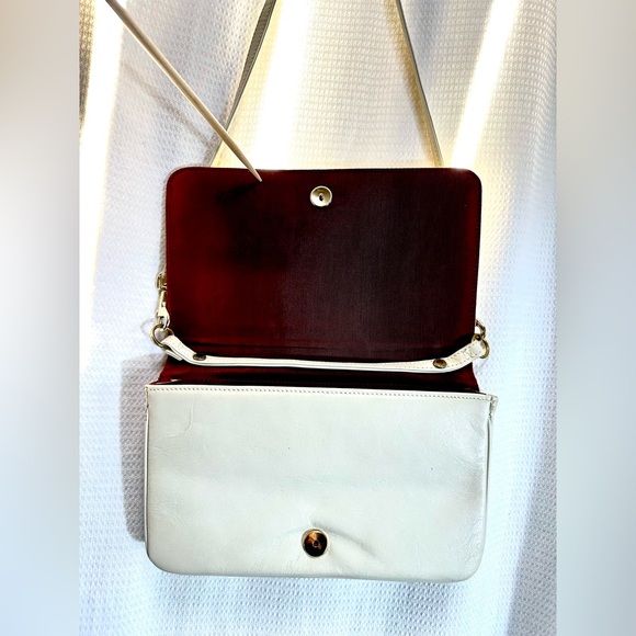 Vintage Margolm snakeskin and cream leather clutch with shoulder strap - Picture 3 of 5